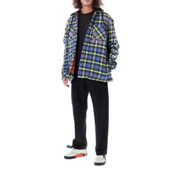 OFF WHITE Embroidered Flannel Padded Jacket size medium men’s coat NEW - Picture 15 of 15